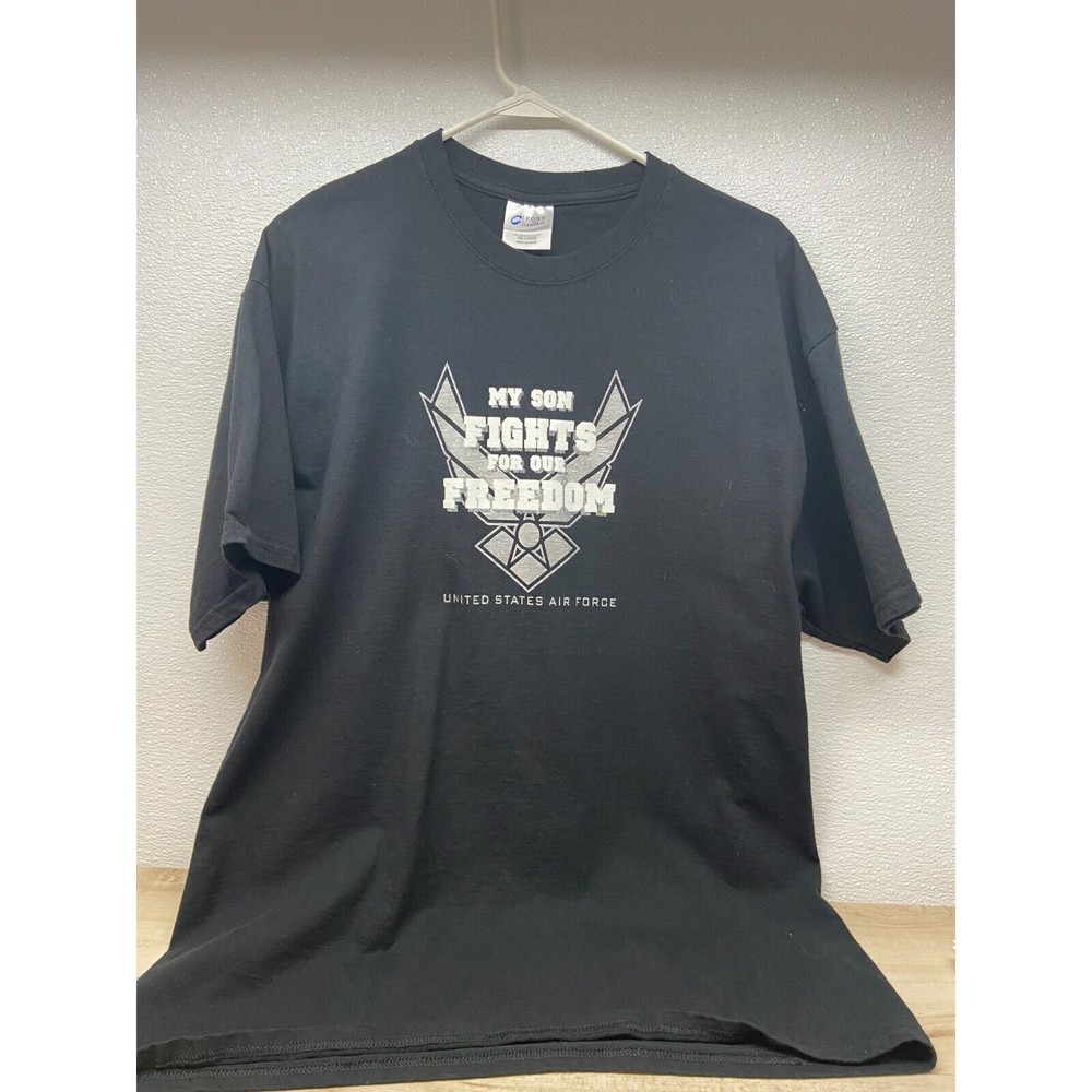 My Son Fights For Our Freedom Air Force T-Shirt Black Size: XL